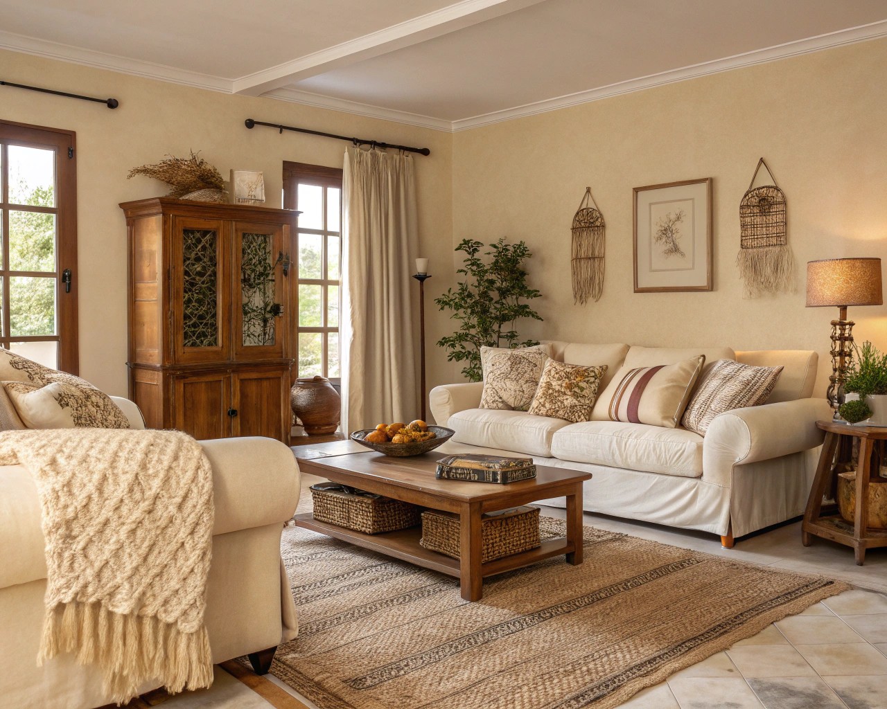 Layering textures and warm neutrals bring richness to living spaces.