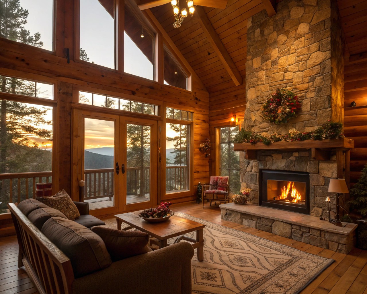 A color palette drawn from natural elements to enhance cabin ambiance.