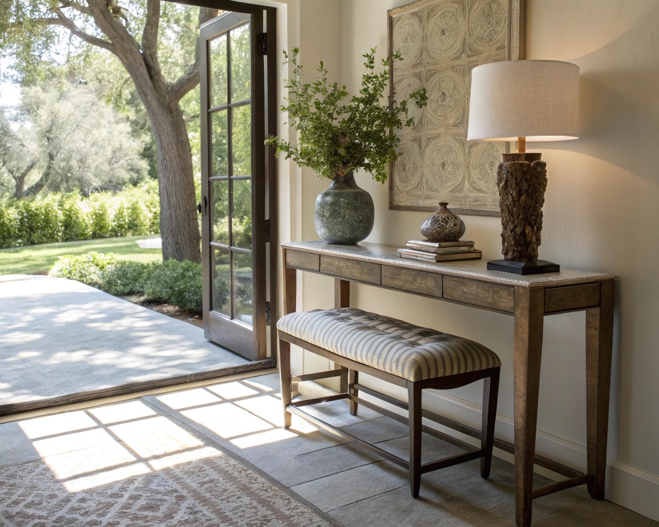 Designing a smooth transition between indoor and outdoor environments using wood and plants.