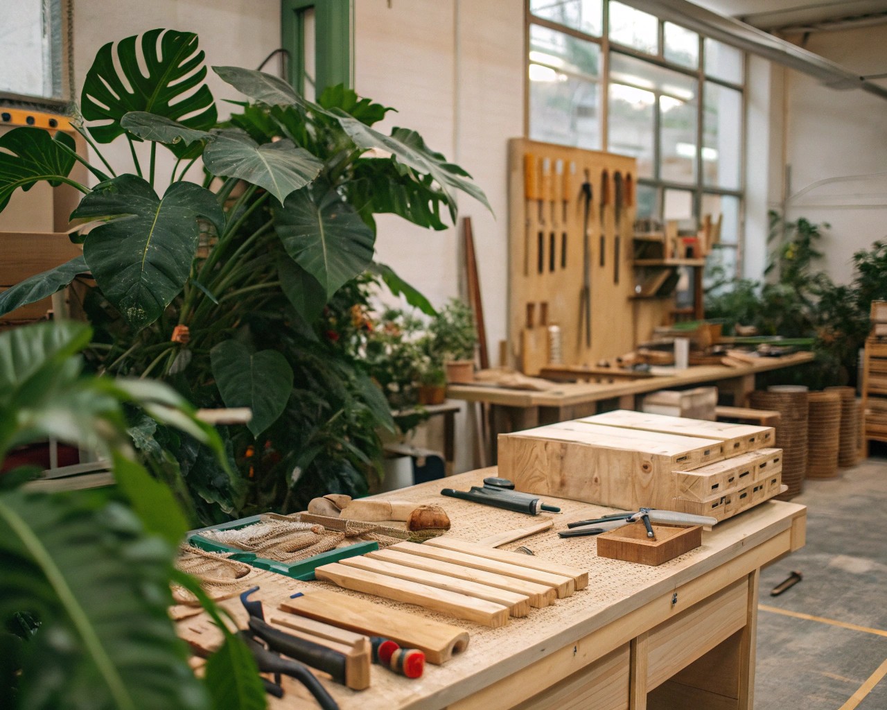 Intentional craftsmanship enhances the relationship between wood and plant life.