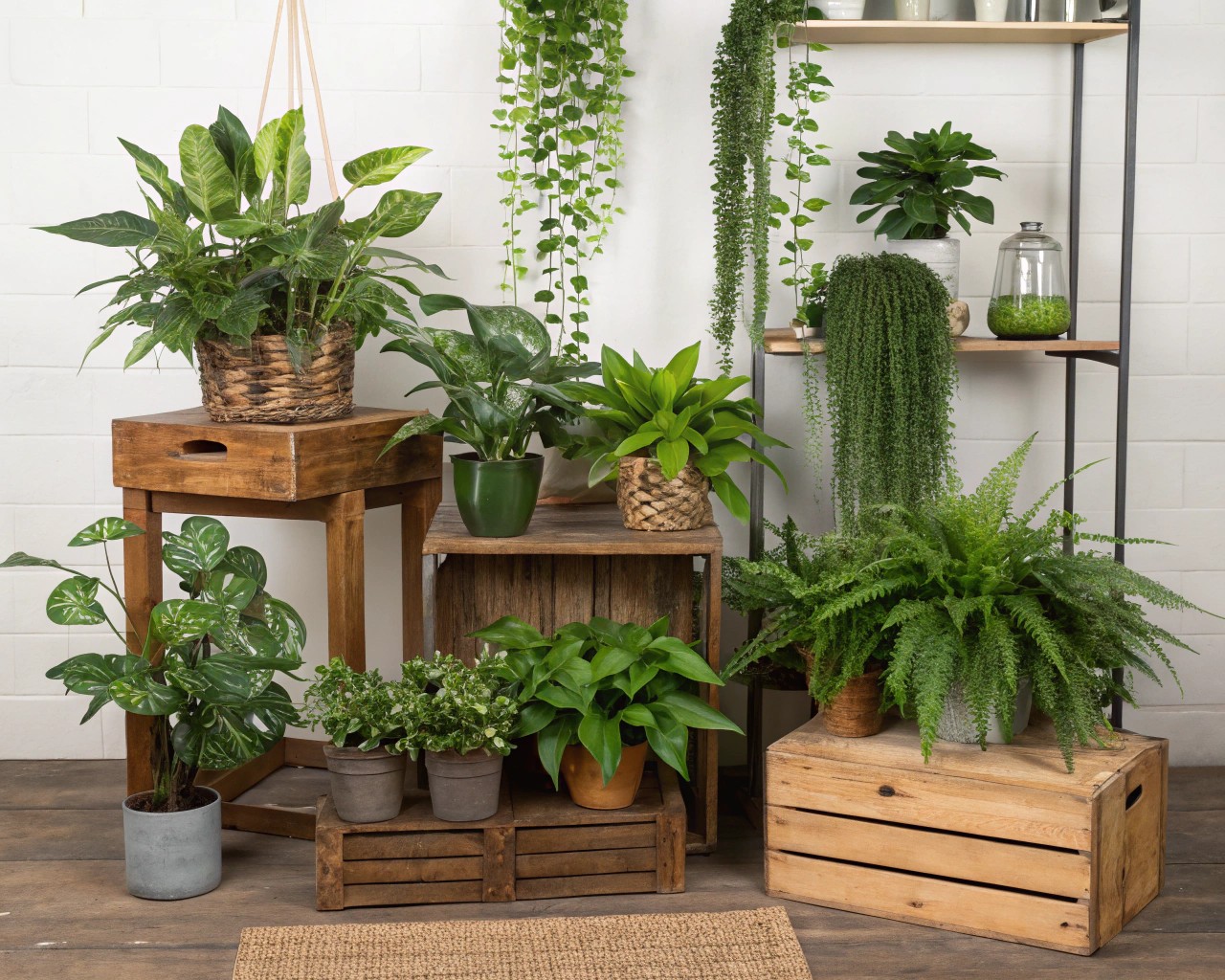 Layering wood and plants creates depth and texture in design, echoing natural landscapes.