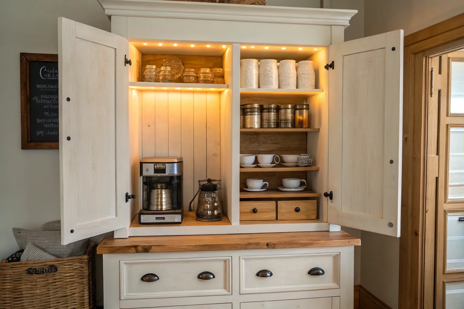 16+ Stylish Armoire Coffee Bar Ideas for a Cozy Kitchen