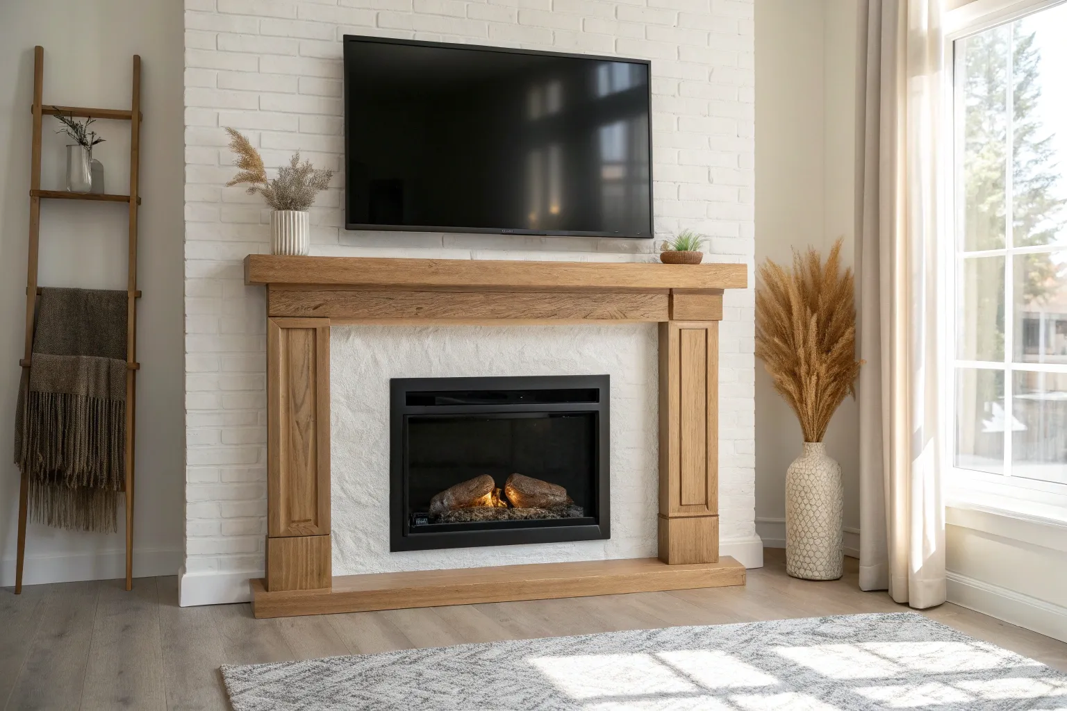 16+ Stylish Electric Fireplace Mantel Ideas in Wood