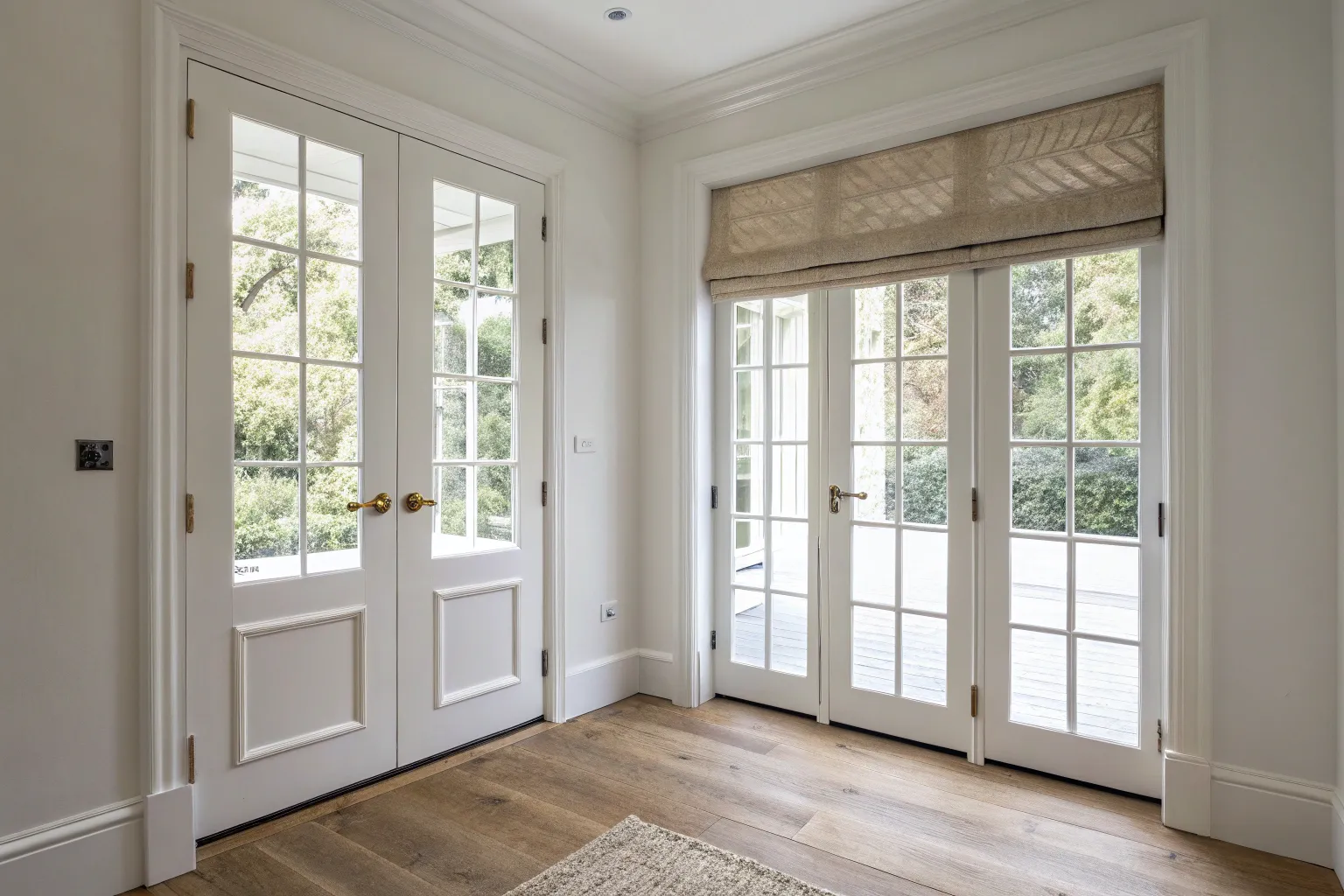 13+ French Door Window Treatment Ideas for Warm, Woodsy Homes
