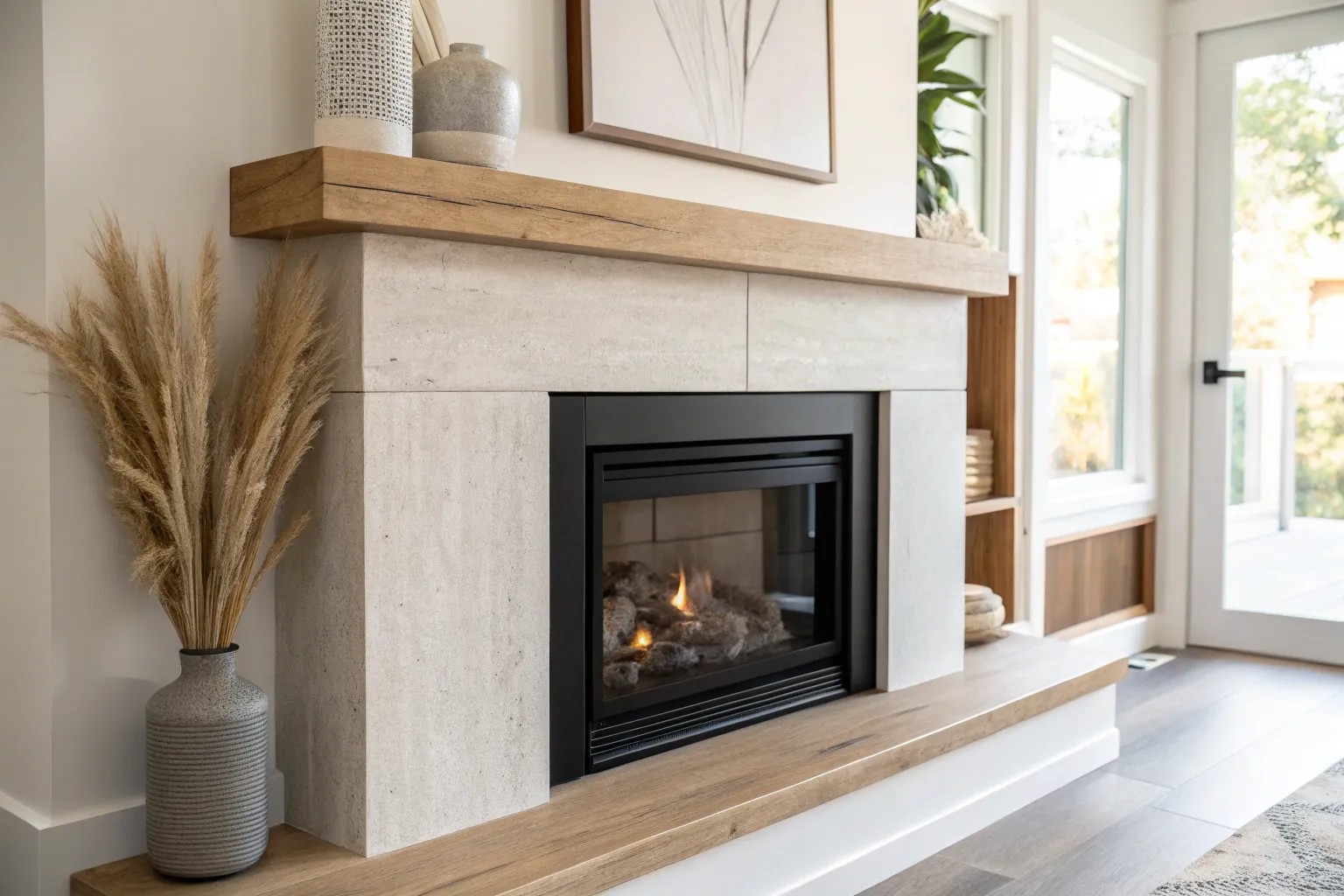 17+ Cozy Half Wall Fireplace Ideas With Warm Wood Accents