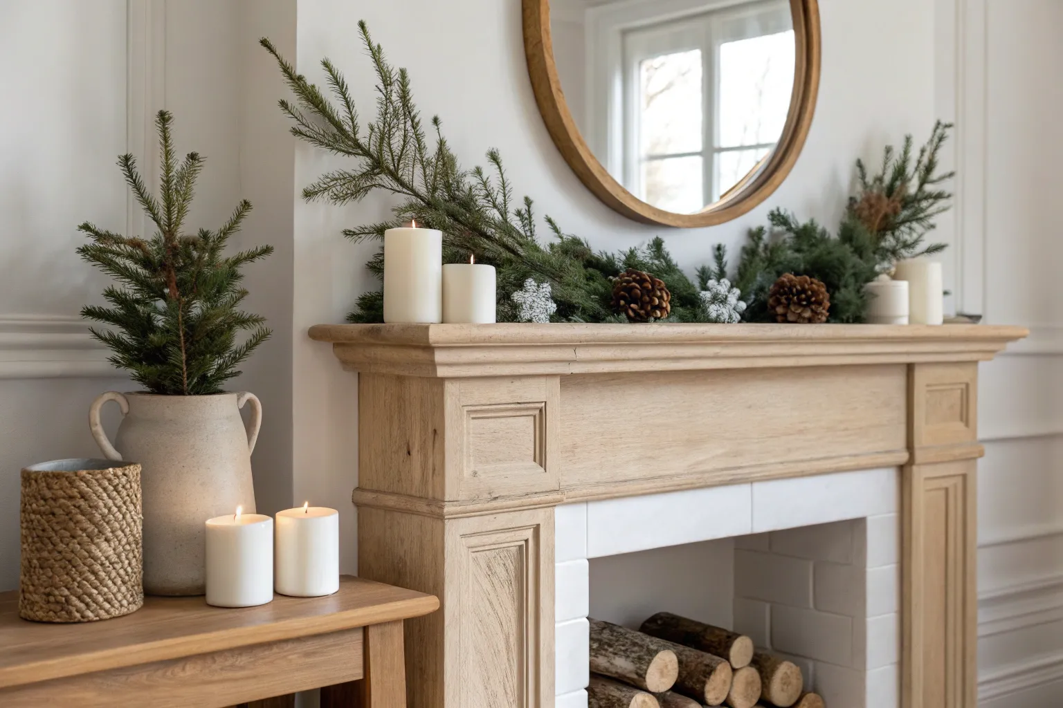 14+ January Mantel Decor Ideas with Warm Wooden Touches