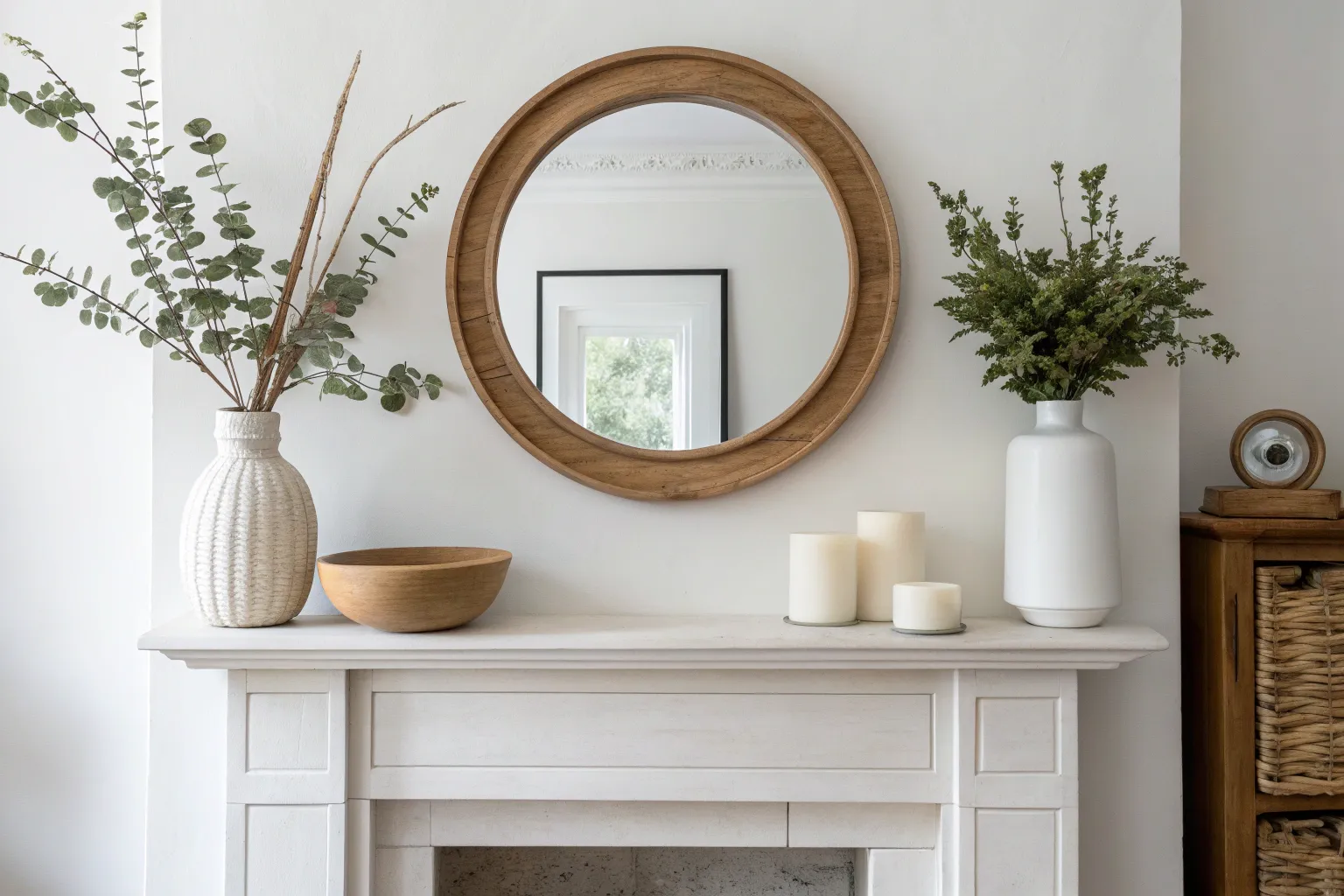 18+ Warm Minimalist Mantel Decor Ideas with Natural Wood