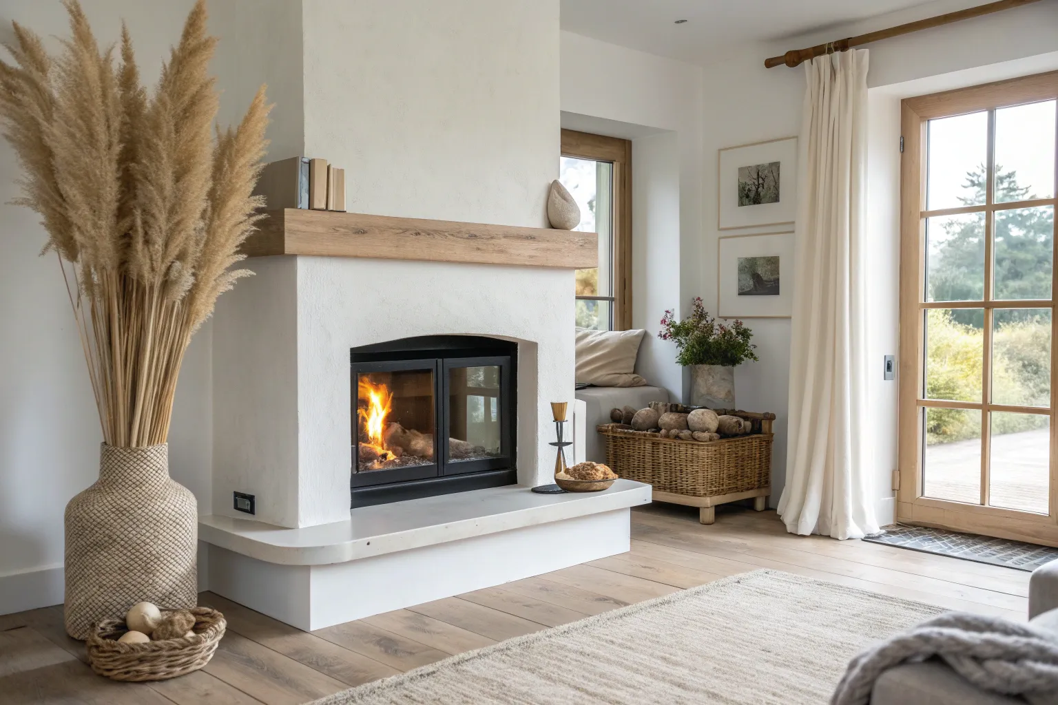 17+ Stylish Modern Corner Fireplace Ideas in Wood Tones