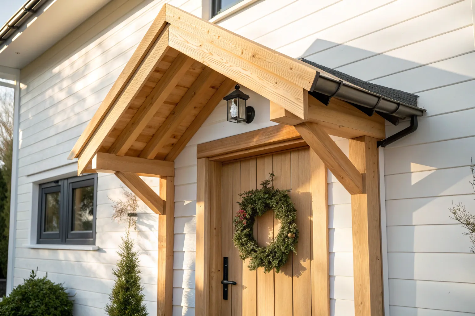 9+ Charming Roof Over Door Entry Ideas for Wood Homes