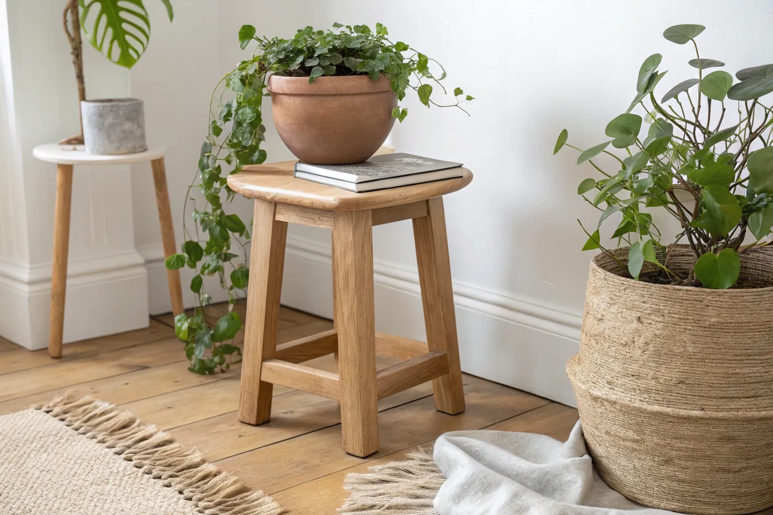 17+ Stylish Stool Decorating Ideas for a Cozy Wood Home
