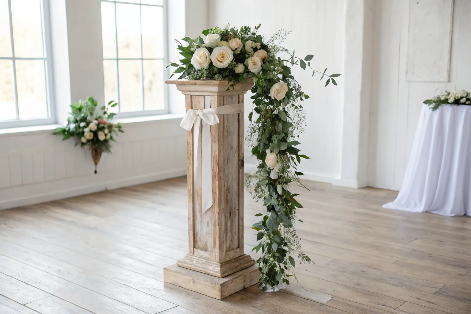 10+ Wedding Pillar Decoration Ideas with Rustic Wood Touches