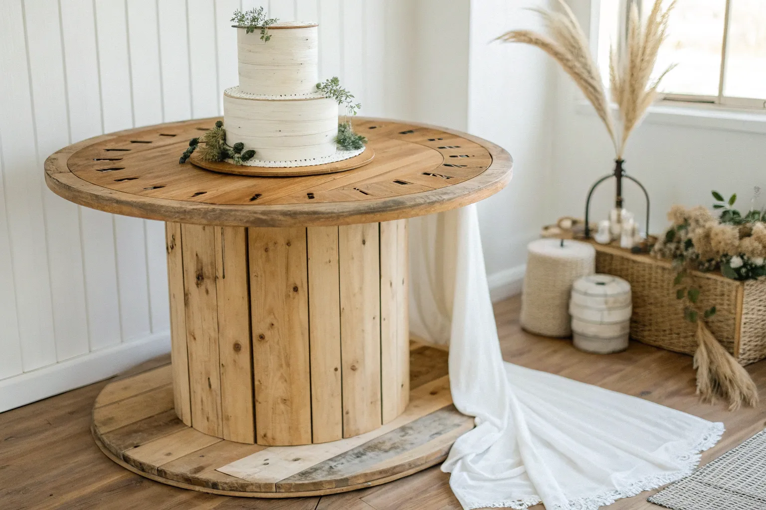10+ Charming Wooden Spool Wedding Ideas for Rustic Decor
