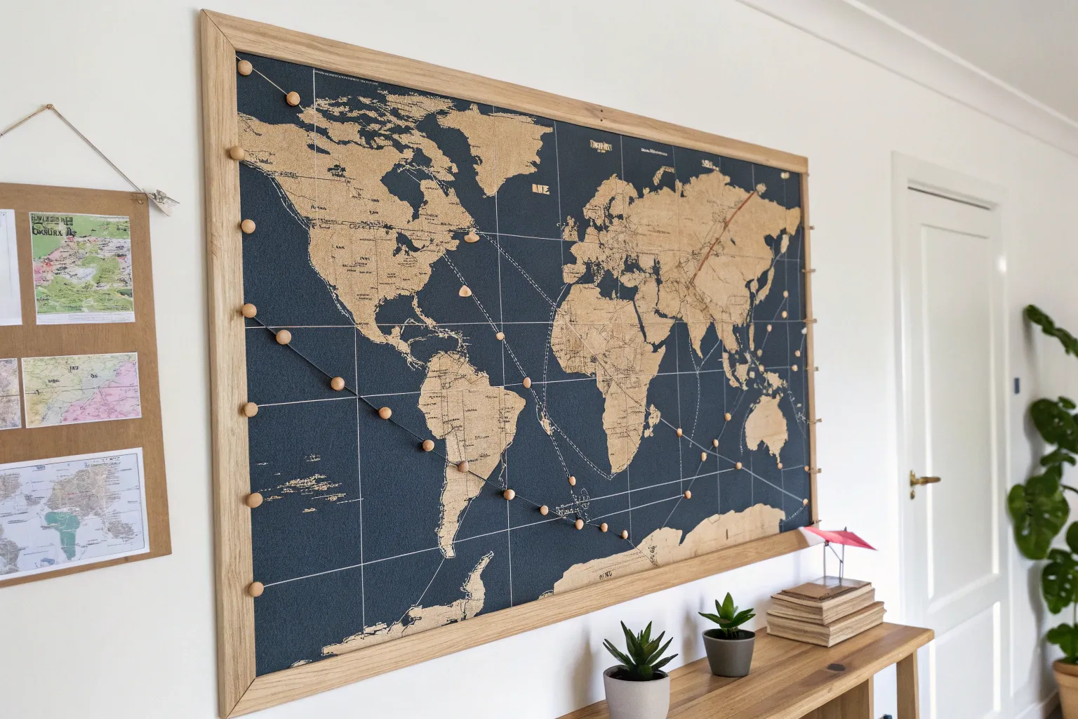 16+ Creative World Map Bulletin Board Ideas in Wood Style