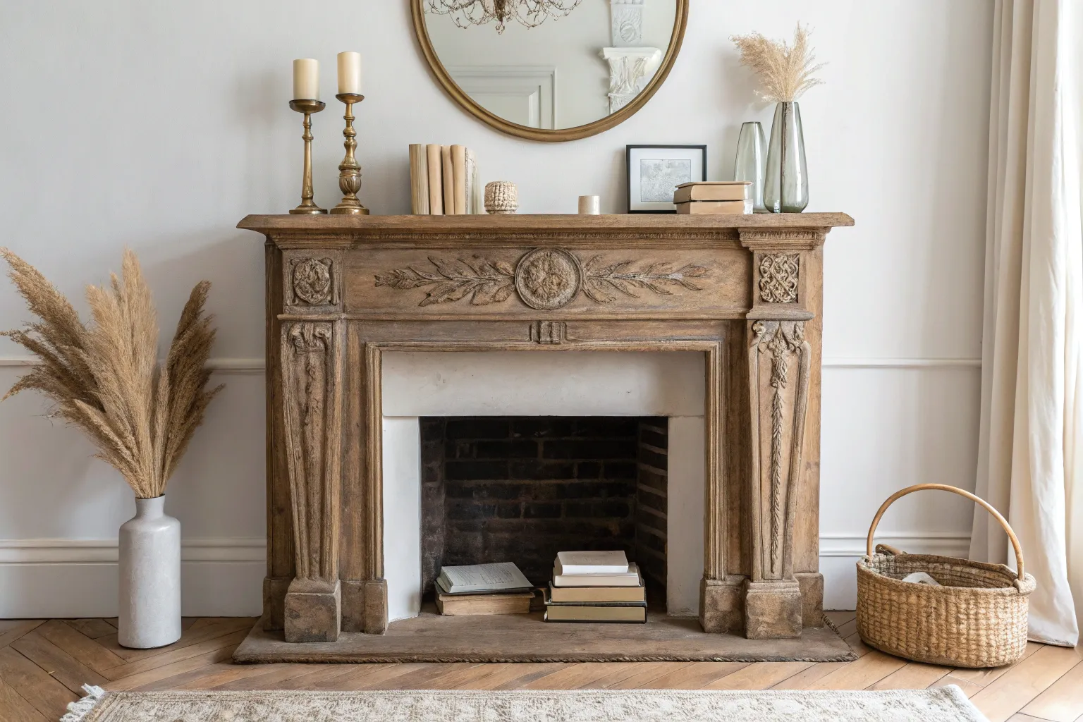 17+ Timeless Antique Fireplace Mantel Ideas for Warm Homes