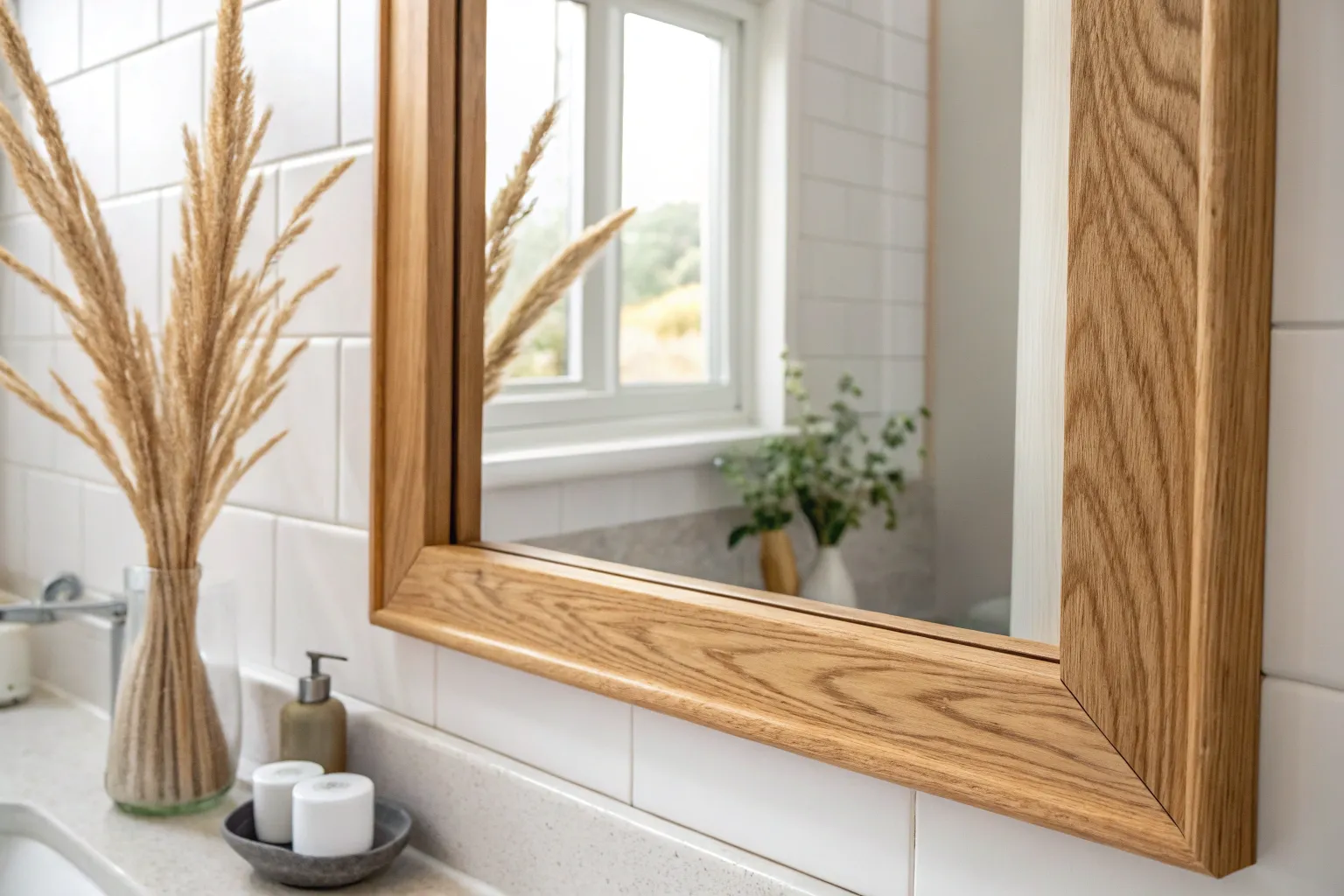 21+ Stylish Bathroom Mirror Border Ideas in Wood