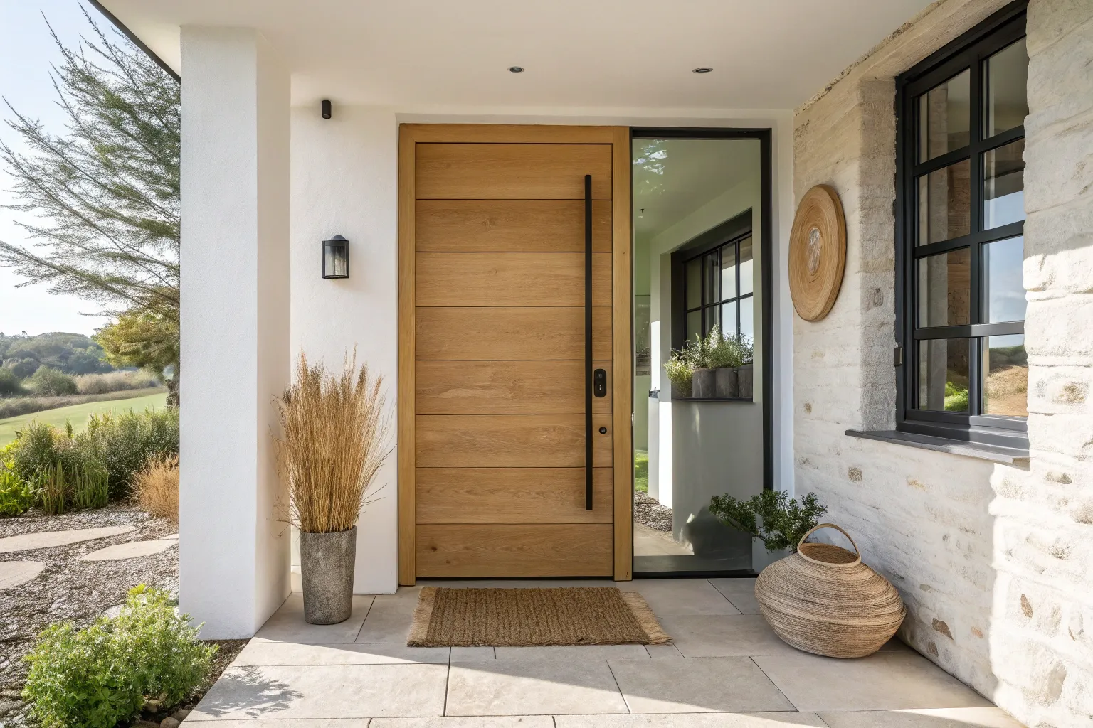 16+ Stylish Big Door Ideas for a Warm Wood Entryway
