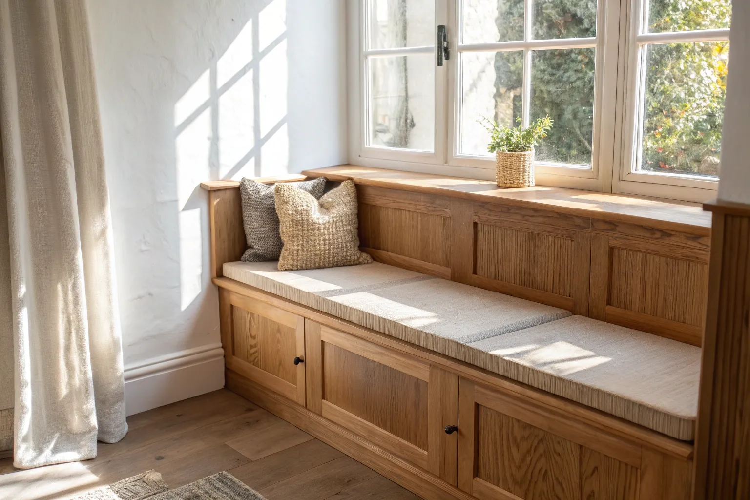 19+ Cozy Breakfast Nook Bench Ideas for Warm, Woodsy Spaces