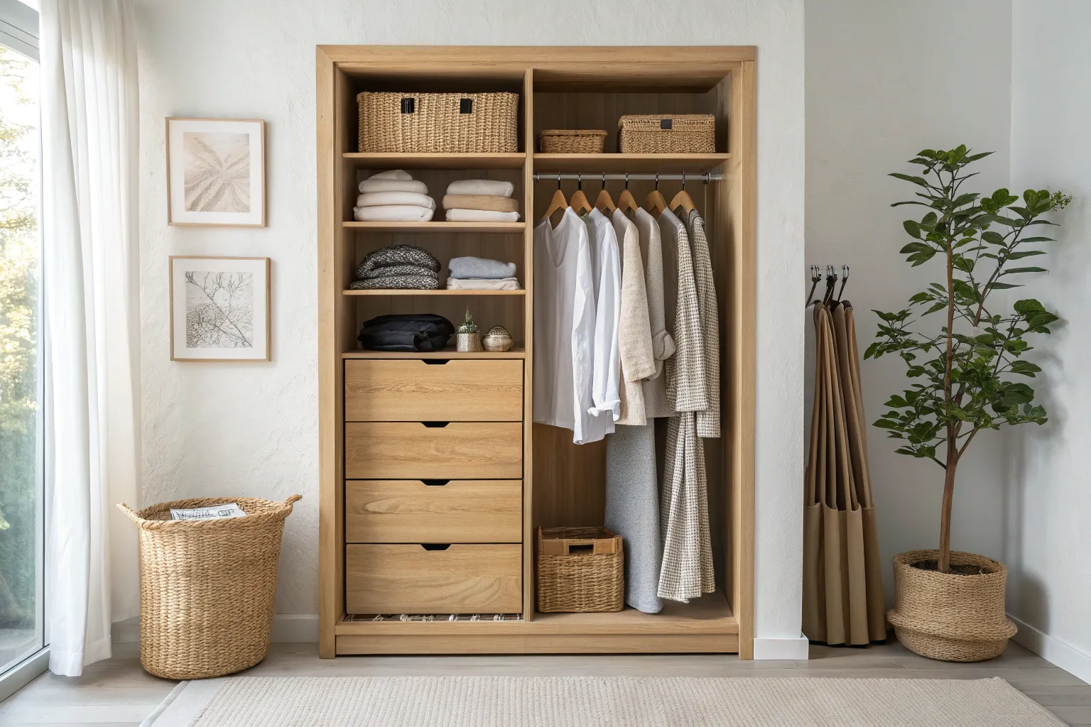 17+ Smart Closet Transformation Ideas Using Simple Wood Shelving