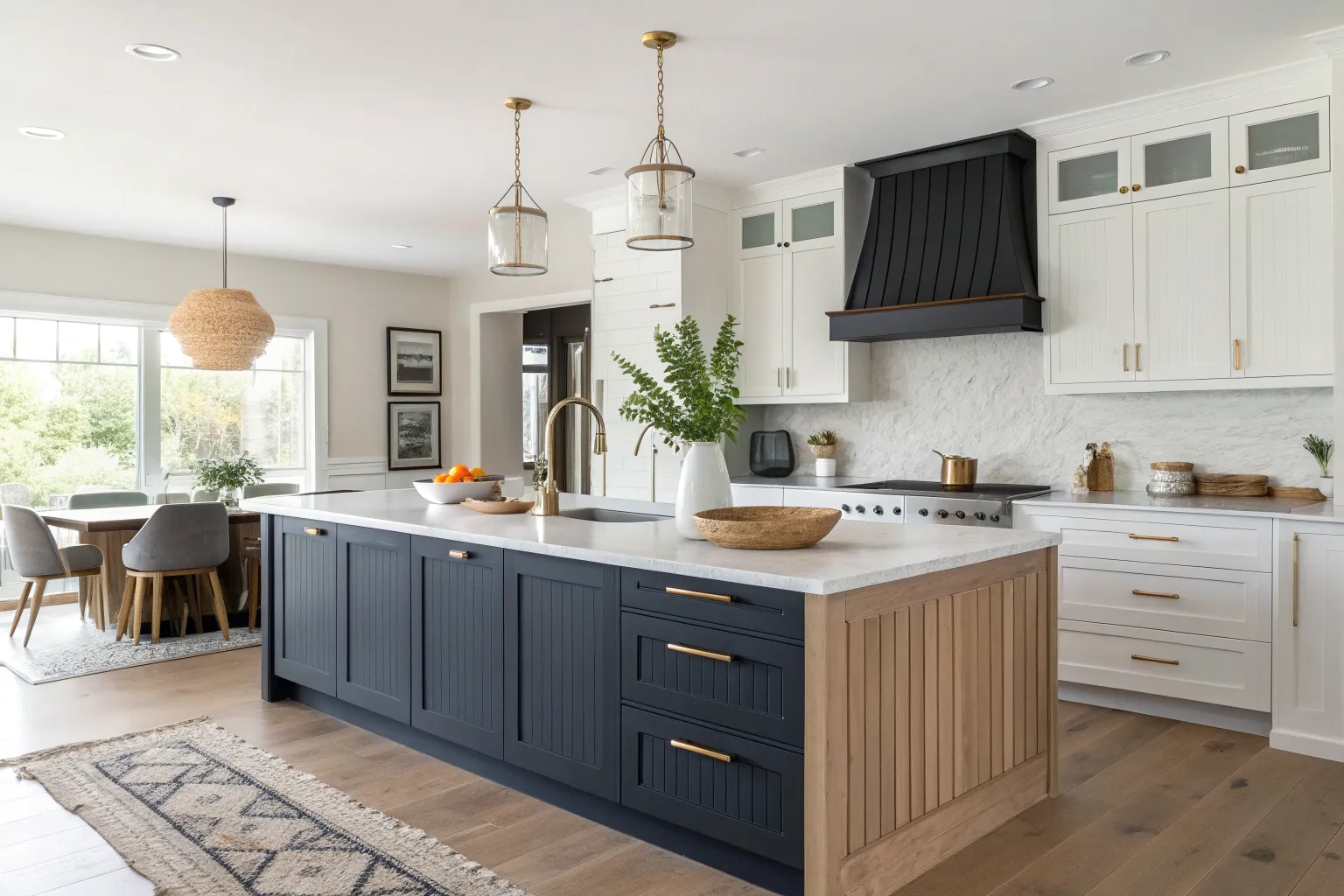 19+ Stylish Contrasting Kitchen Island Ideas for Warm Wood Kitchens
