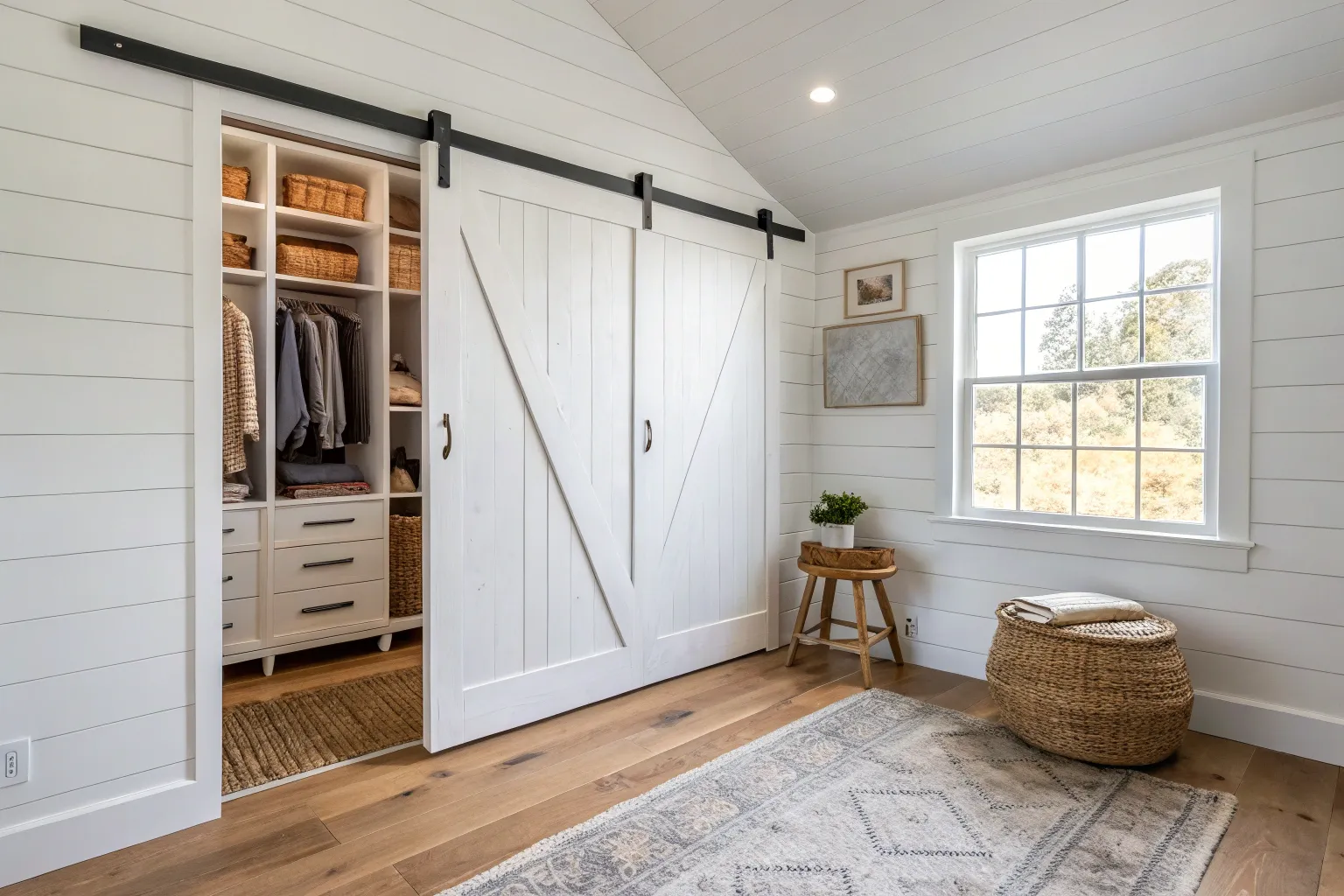 18+ Charming Farmhouse Closet Ideas with Rustic Wood Touches