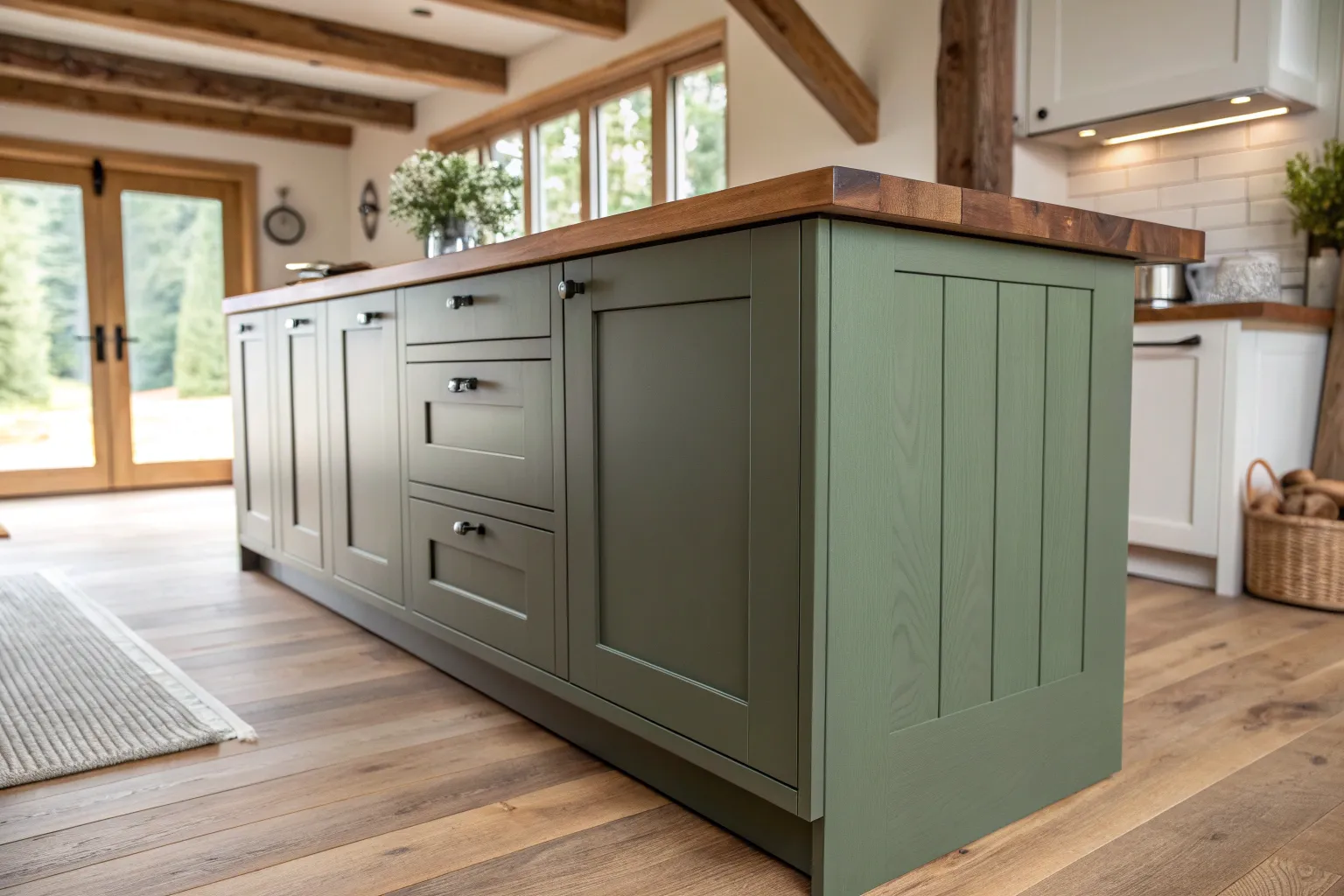 14+ Cozy Green and Brown Kitchen Ideas with Warm Wood Touches