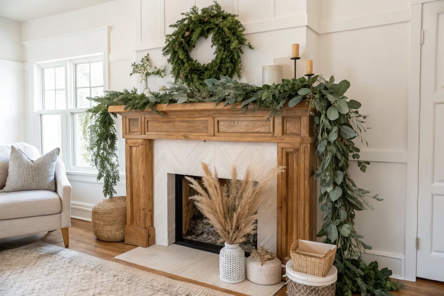 18+ Cozy Mantle Garland Ideas for a Warm Woodsy Home