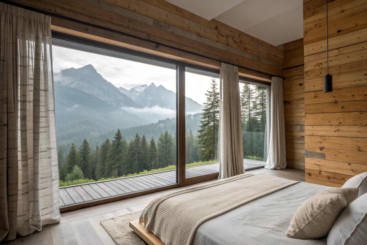 18+ Cozy Mountain Bedroom Ideas with Warm Wood Accents