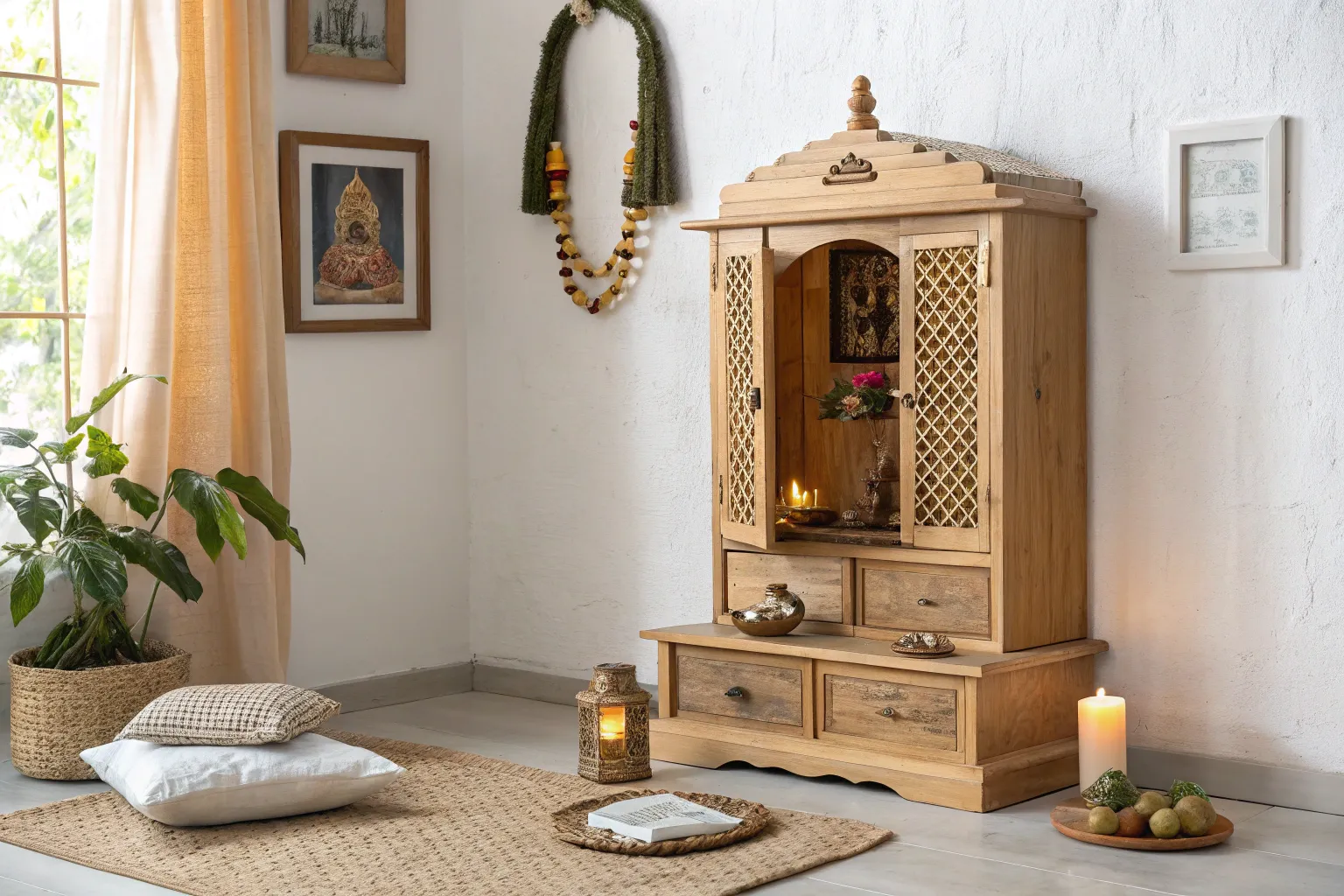 17+ Beautiful Wooden Pooja Mandir Ideas for Your Home