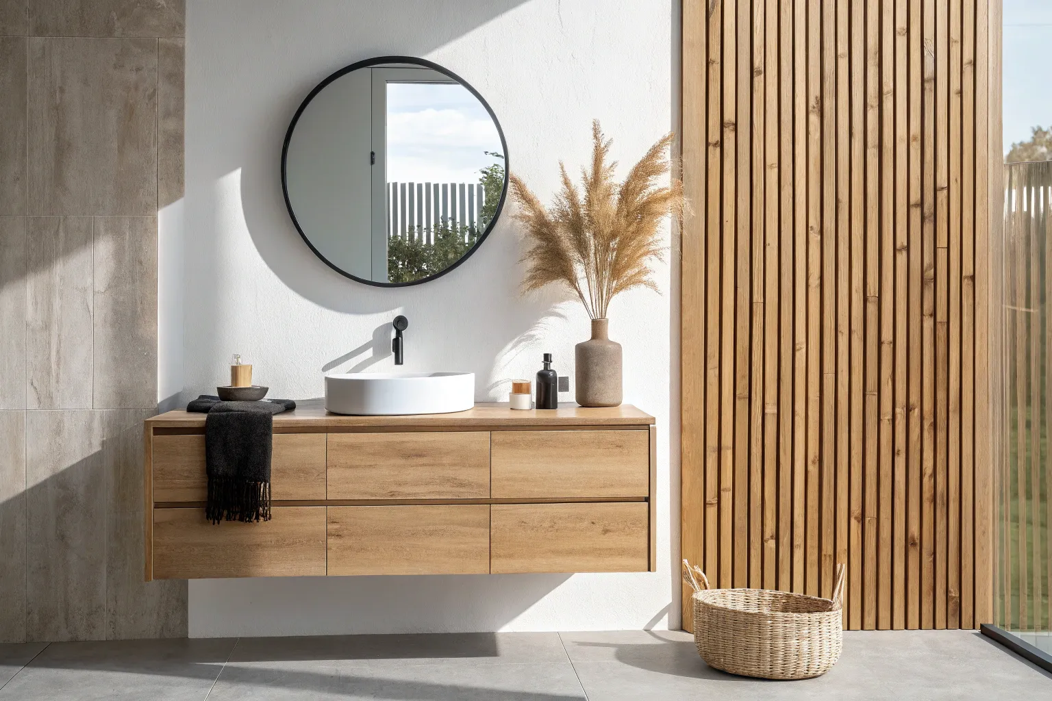 20+ Stylish Slat Wall Bathroom Ideas for a Warm, Wood Look