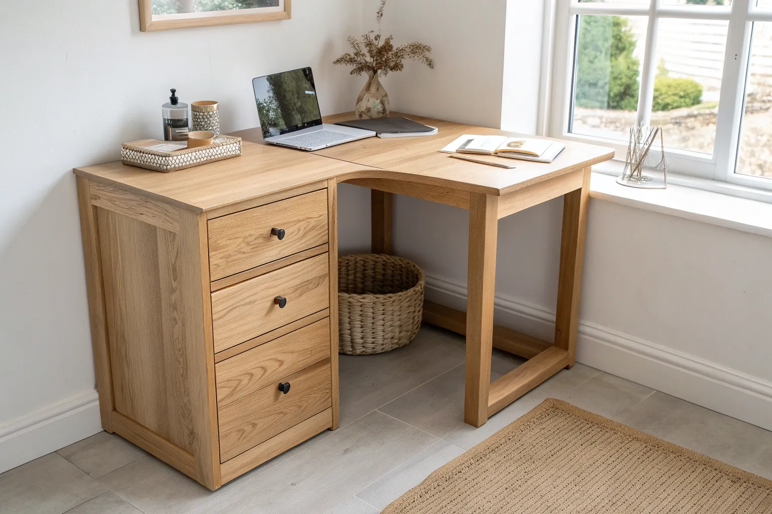 14+ Smart Small Corner Office Ideas with Warm Wood Accents