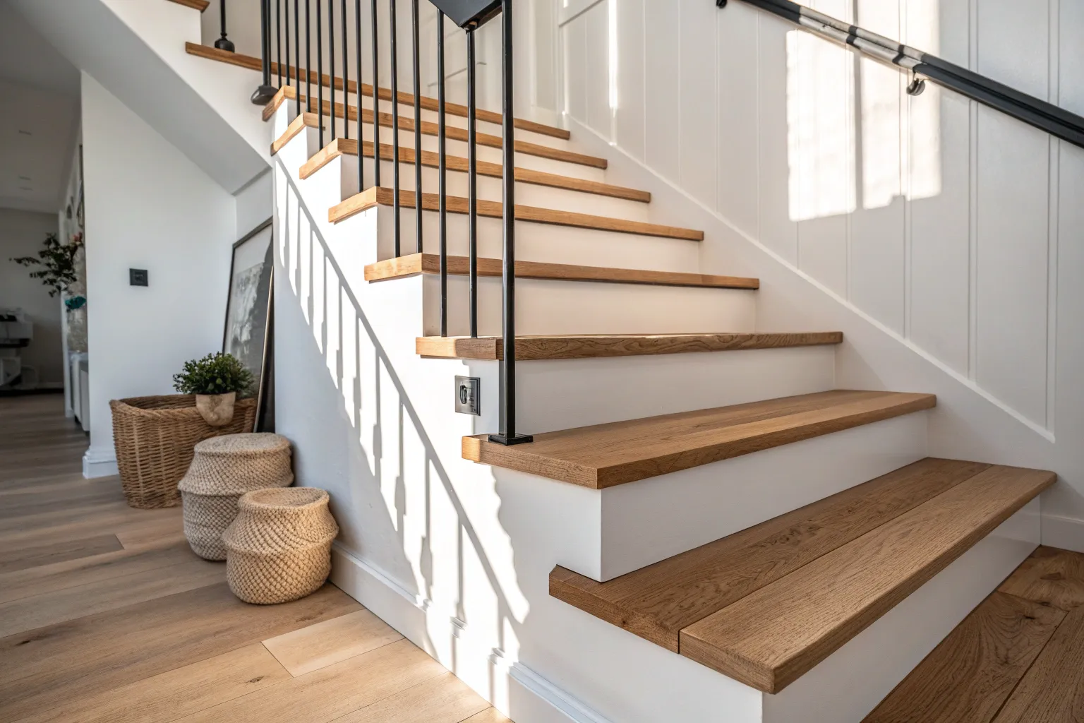 16+ Stylish Stairs Without Carpet Ideas for Warm Wood Homes
