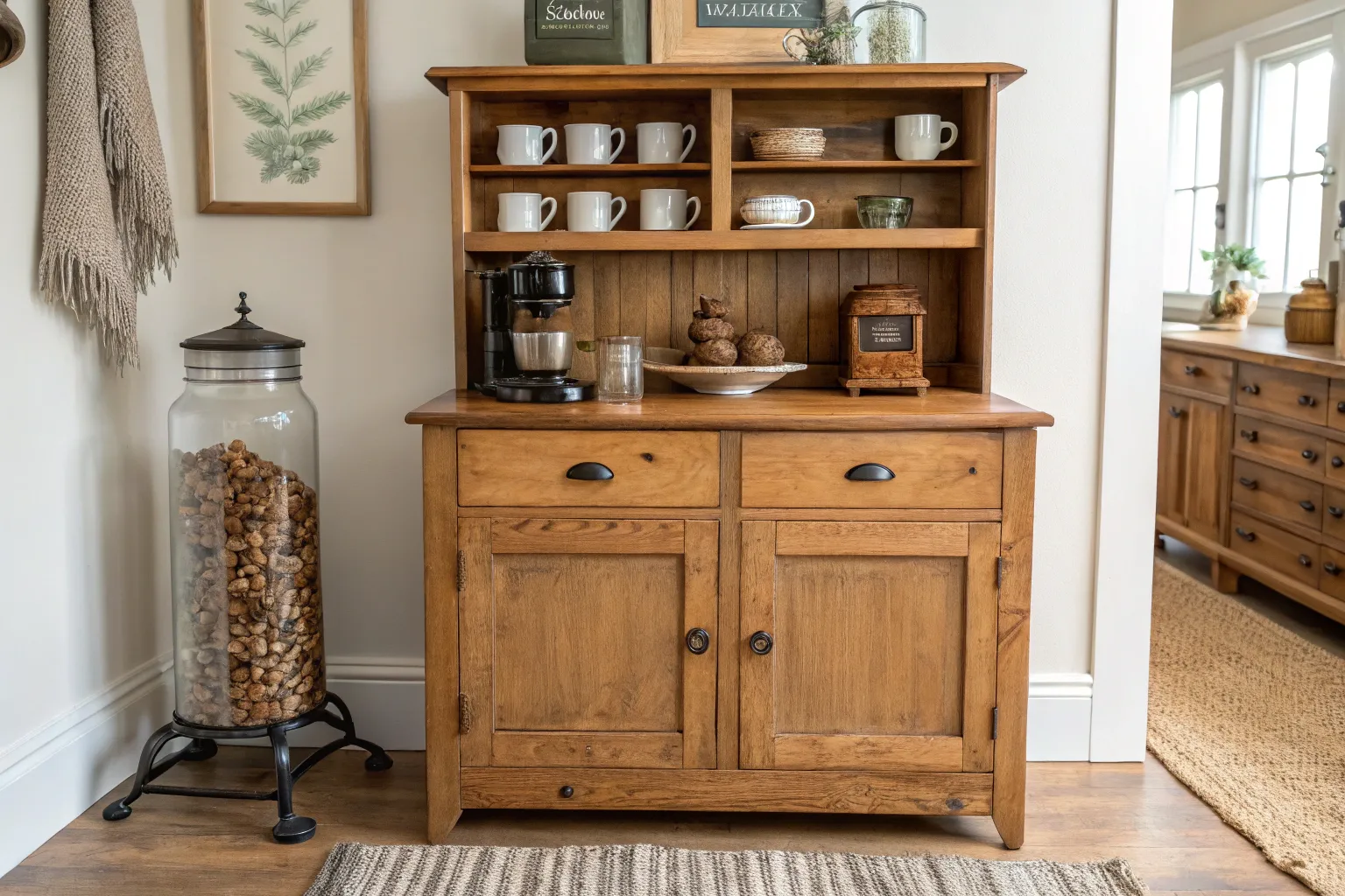 12+ Cozy Vintage Coffee Bar Ideas for a Warm Kitchen Corner