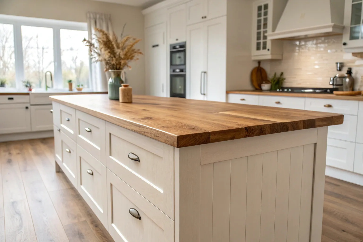 18+ Warm White Kitchen Ideas with Natural Wood Accents