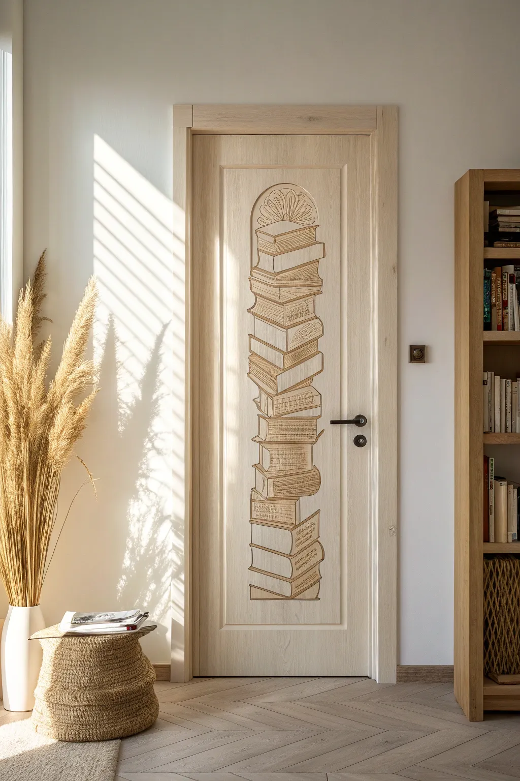 6+ Charming Book Door Decorating Ideas with Wooden Accents