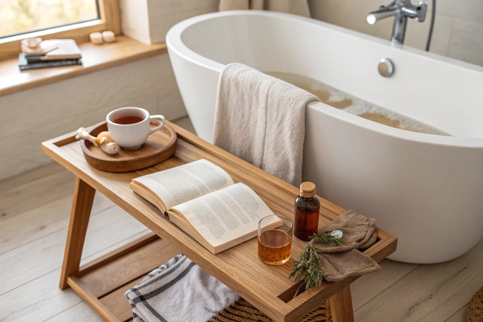 17+ Stylish Bathtub Side Table Ideas for a Relaxing Soak