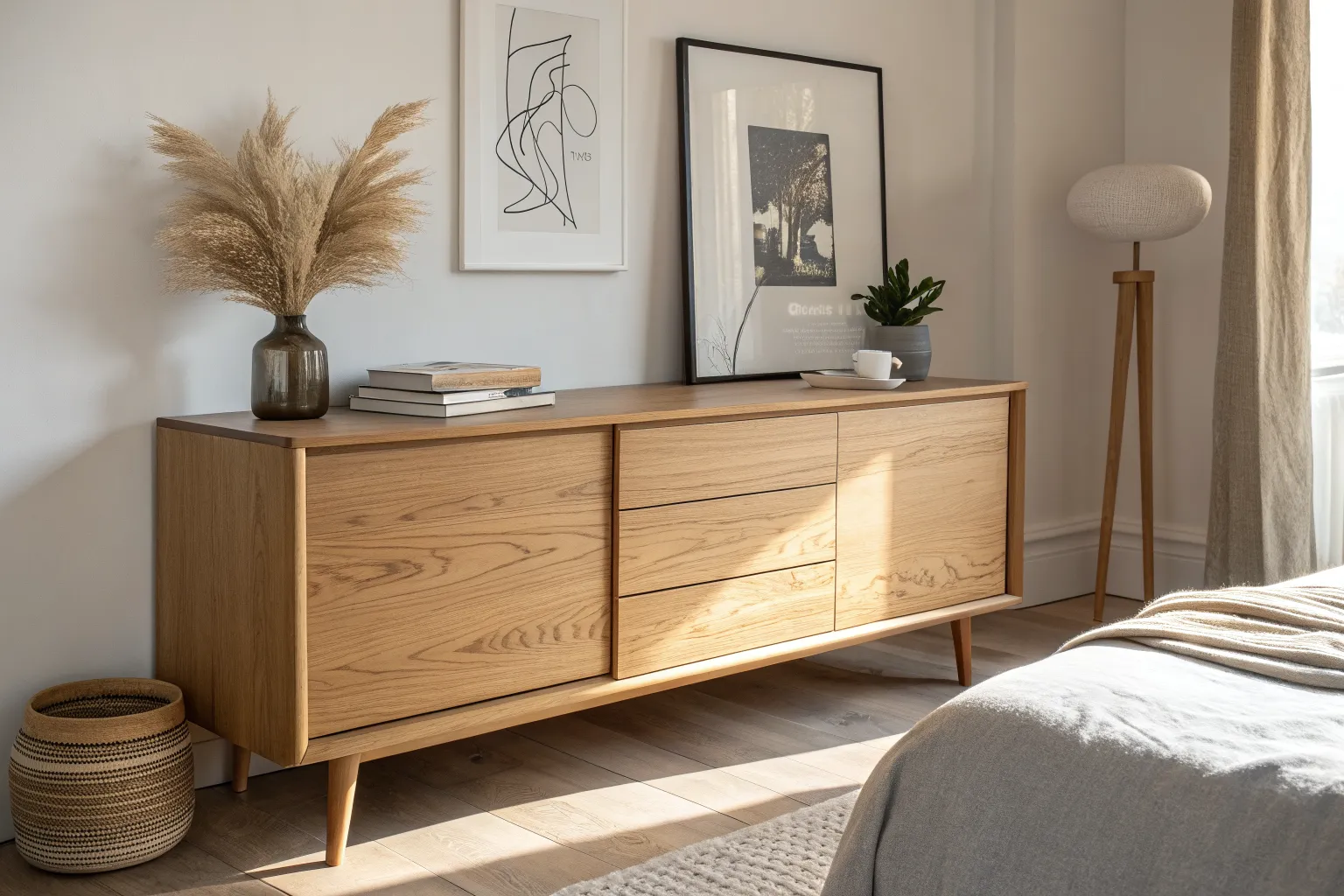 21+ Stylish Bedroom Sideboard Ideas for Warm Wood Storage
