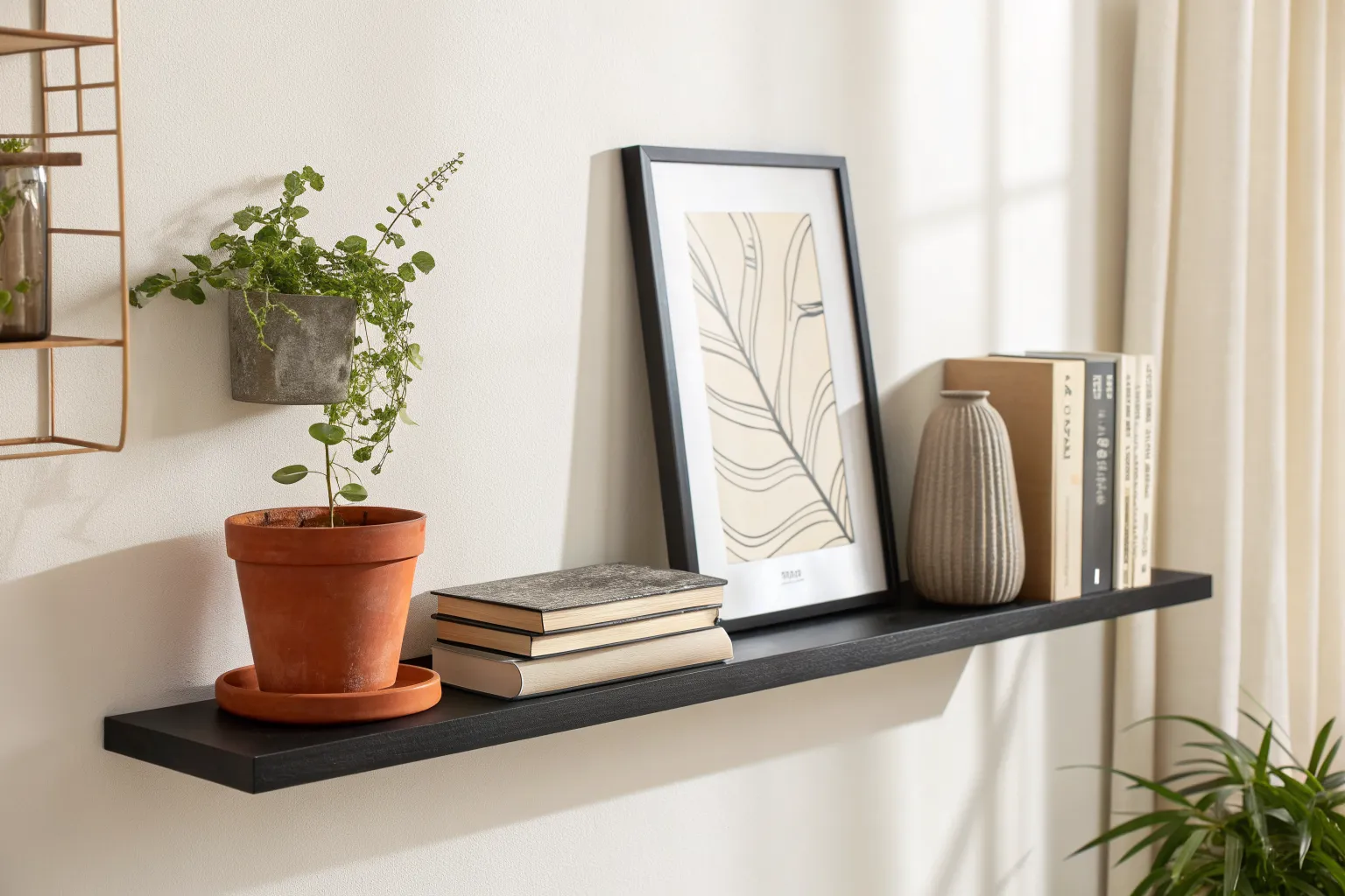18+ Sleek Black Floating Shelves Ideas for Modern Walls