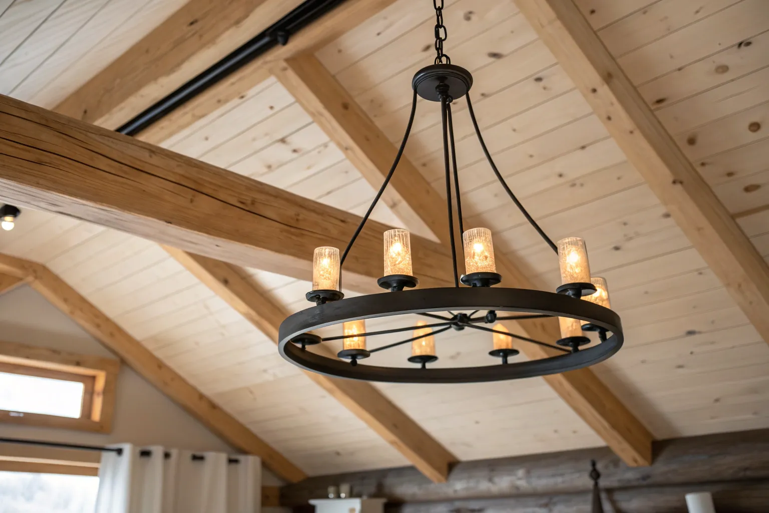 16+ Cozy Ceiling Log Cabin Lighting Ideas to Warm Up Your Space