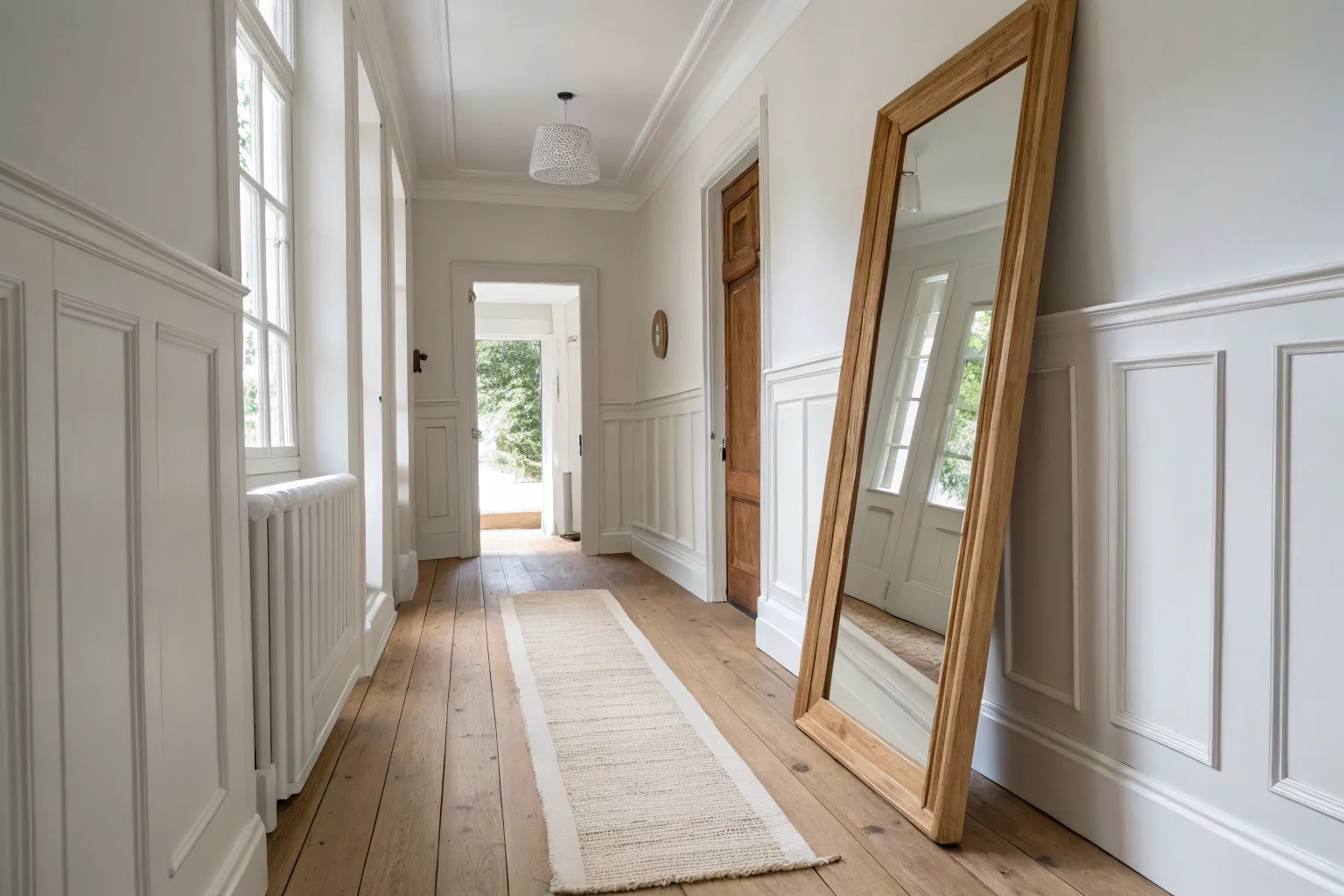 17+ Smart Decor for Narrow Hallway Ideas with Warm Wood Accents
