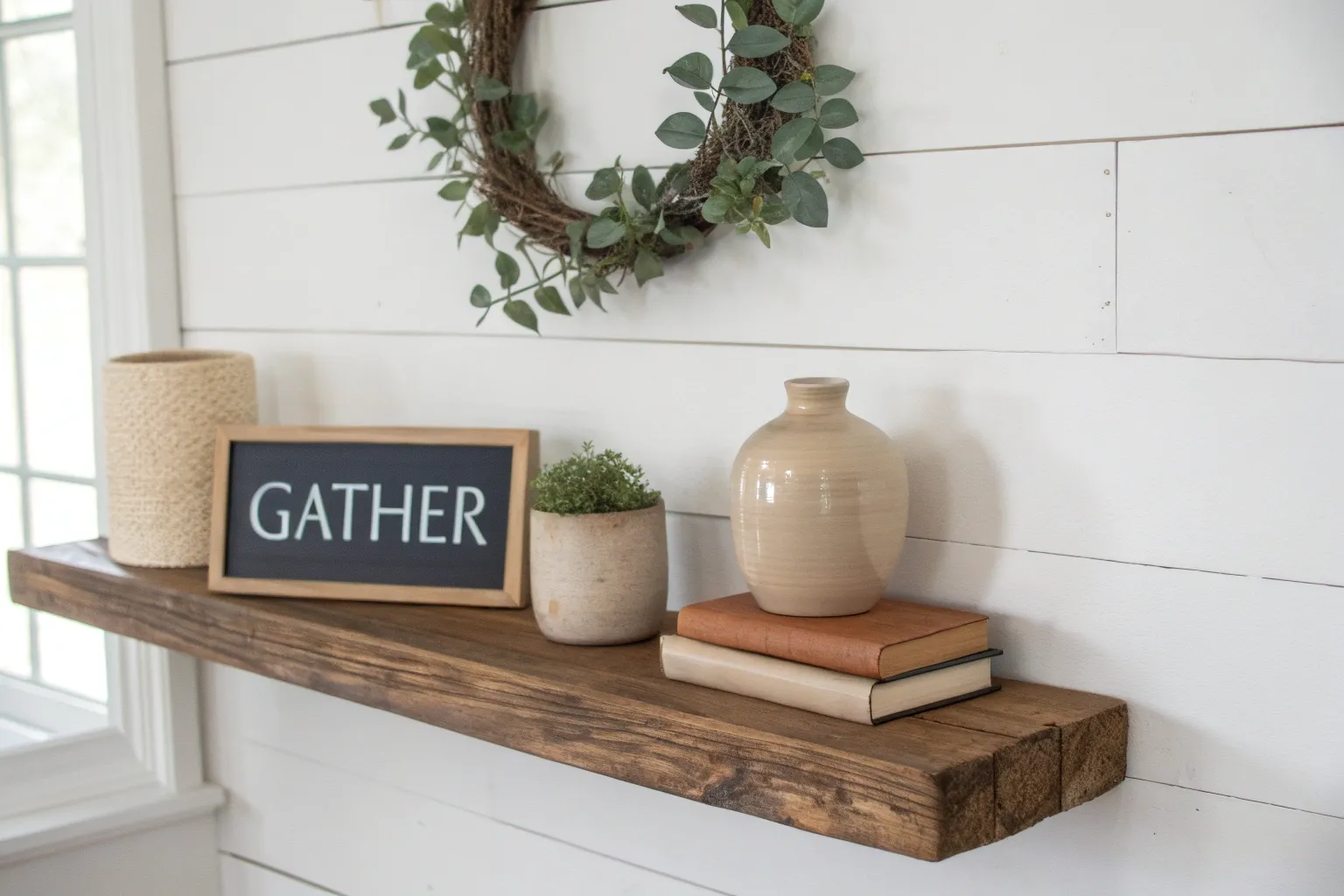 17+ Cozy Farmhouse Shelf Decor Ideas for the Living Room