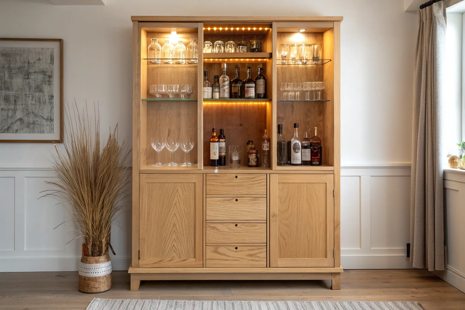 16+ Stylish Home Back Bar Ideas with Warm Wood Accents