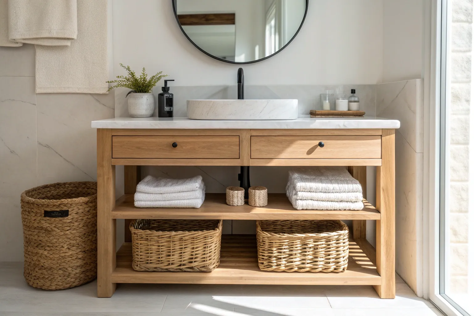 18+ Smart Open Bathroom Cabinet Ideas for a Stylish Space