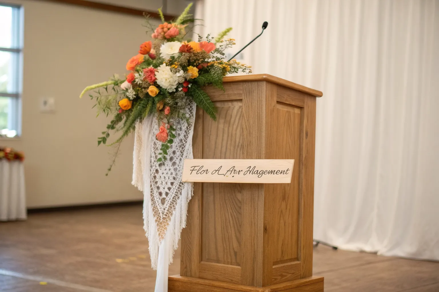 12+ Stylish Podium Decoration Ideas with Wood Accents