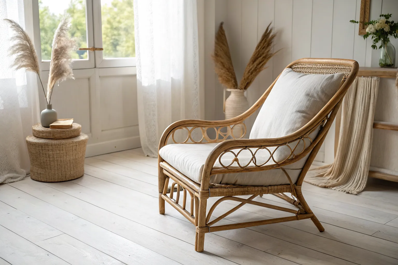 14+ Cozy Rattan Living Room Ideas with Warm Wood Accents